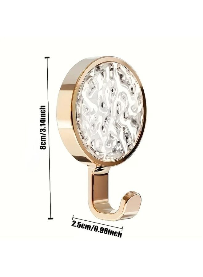 4pcs Rose Golden Wall Hooks Adhesive No Drill Water Ripple Pattern Storage - Image 4