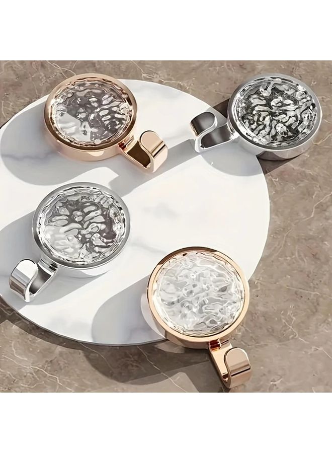 4pcs Rose Golden Wall Hooks Adhesive No Drill Water Ripple Pattern Storage - Image 5