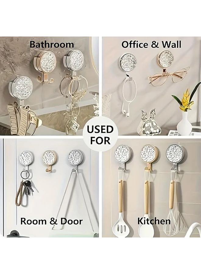 4pcs Rose Golden Wall Hooks Adhesive No Drill Water Ripple Pattern Storage - Image 3