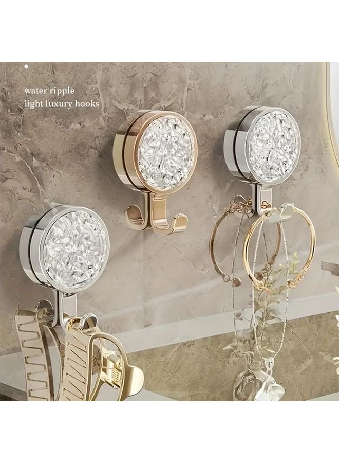 4pcs Rose Golden Wall Hooks Adhesive No Drill Water Ripple Pattern Storage - Image 2