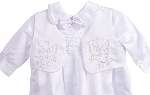 Lito Angels Baby Boys' Christening Baptism Outfit White Romper Formal Wear Embroidery Cross Vest 3 Piece Set Size 3-6 Months - Image 4