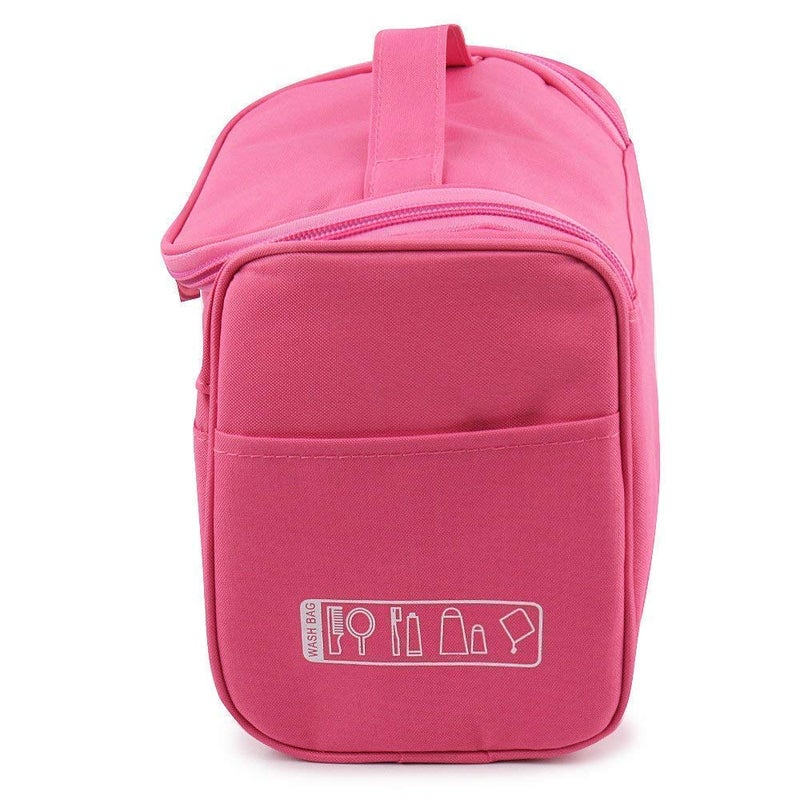 OPSUZY Nylon Professional Cosmetic Makeup Kit Storage Organizer Travel Toiletry Vanity Bag with Adjustable Compartment 26l x 23b x 9h cm Pink - Image 3