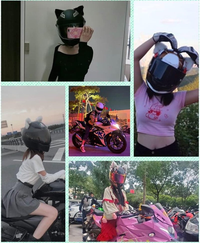 Keenso Cat Ears, 2Pcs Plush Cat Ears, Soft Helmet Accessories for Ski Motorcycle Snowboard, with Strong Adhesive Tape, No Drill Needed - Image 4
