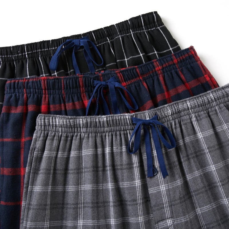JupiterSecret Mens Pajama Pants Set Flannel Cotton Sleep & Lounge Pants, PJ Bottoms with Pockets and Button Fly 3 Pack - Image 5