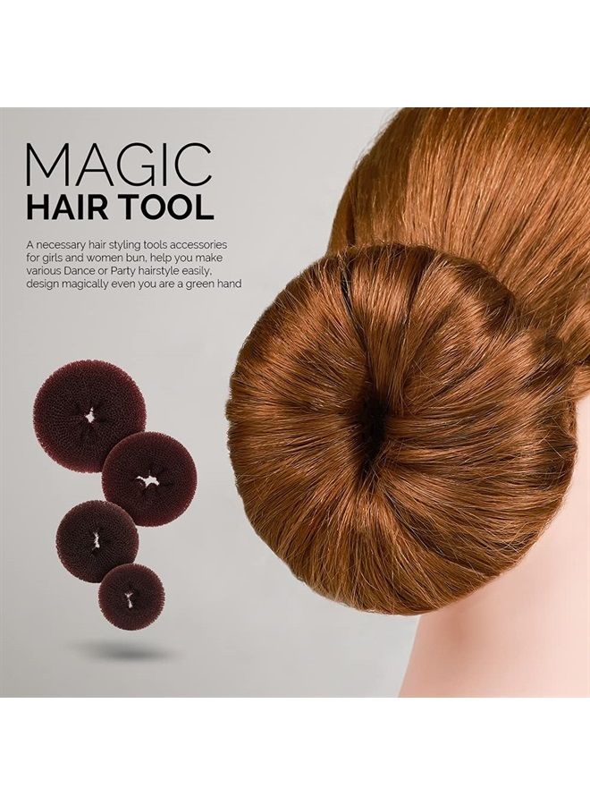 FANDAMEI Hair Bun Shaper Set with 20 pcs Invisible Hair Nets for Bun, 4pcs Donut Bun Maker, 5 pcs Hair Elastic Bands, 20 pcs Hair Bobby Pins(Brown) - Image 2