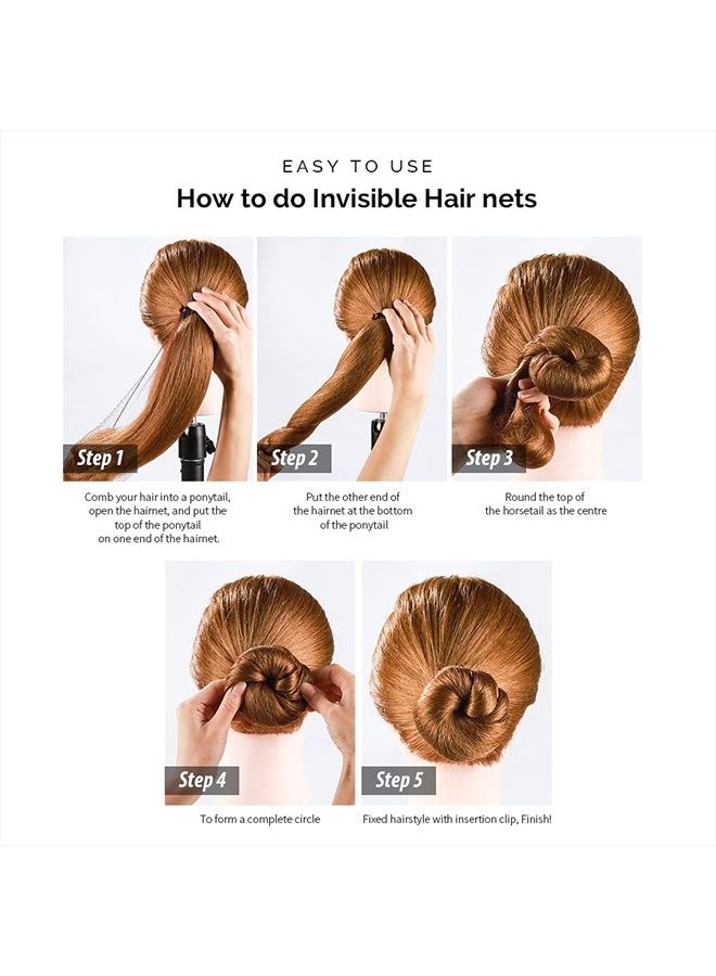 FANDAMEI Hair Bun Shaper Set with 20 pcs Invisible Hair Nets for Bun, 4pcs Donut Bun Maker, 5 pcs Hair Elastic Bands, 20 pcs Hair Bobby Pins(Brown) - Image 4