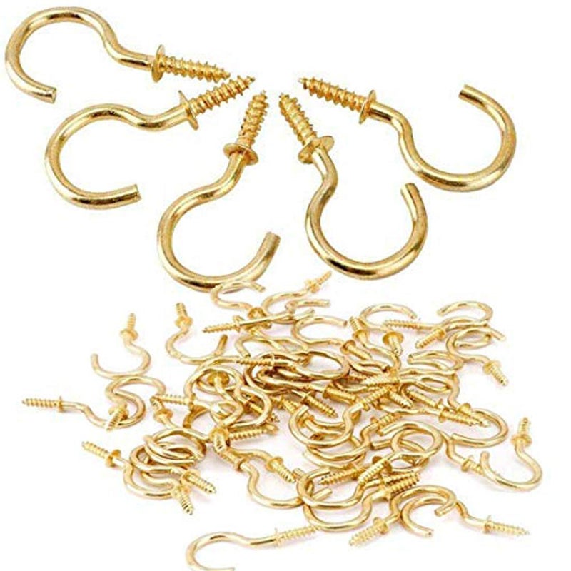 DIY Crafts DIY Crafts Pack Of 1 Set 50x1 Hooks Screw 50 Pcs Brass Plated Ceiling Cups Hooks Screw Hoo Pack Of 1 Set 50x1 Hooks Screw 