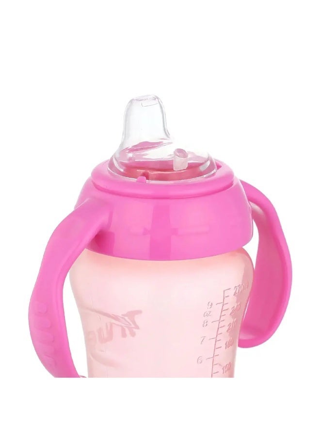 True Silicone Spout Baby Cup with Handles 270ml Pink 6m+ - Image 2