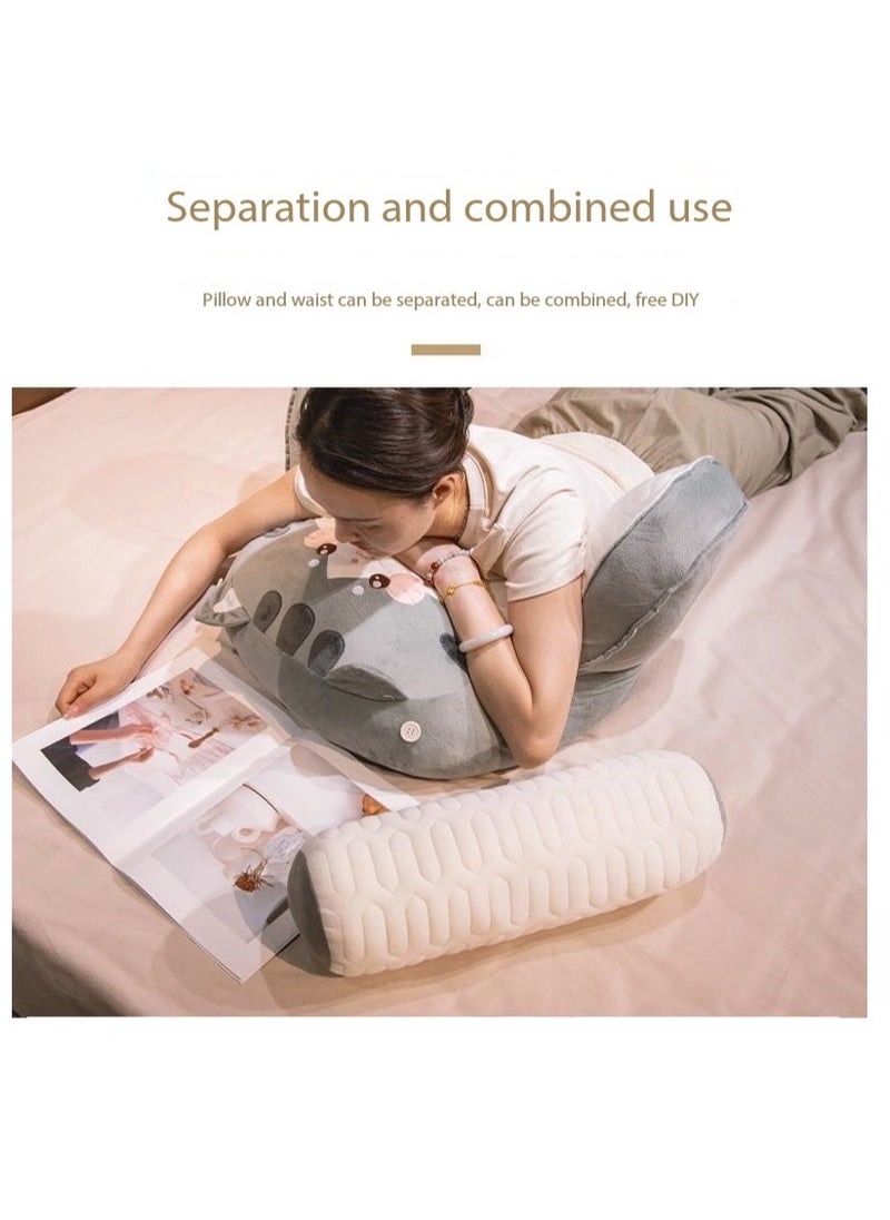 CityRiya-Long - Reading Pillow for Adults - Large Backrest Pillow with Detachable Neck Roll, Memory Foam Bed Rest & Sit Up Support Pillow, Ergonomic Lumbar Cushion for Reading, Watching TV, or Relaxing - Removable Washable Cover (70*50cm) - Image 1