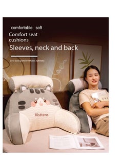CityRiya-Long Reading Pillow for Adults - Large Backrest Pillow with Detachable Neck Roll, Memory Foam Bed Rest & Sit Up Support Pillow, Ergonomic Lumbar Cushion for Reading, Watching TV, or Relaxing - Removable Washable Cover (70*50cm)  - Image 3