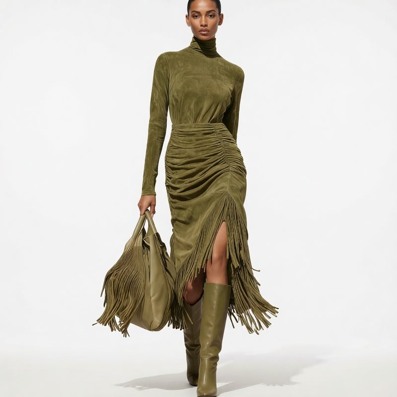 Fringe Elegant Long Dress Women's Flowing Maxi Dress