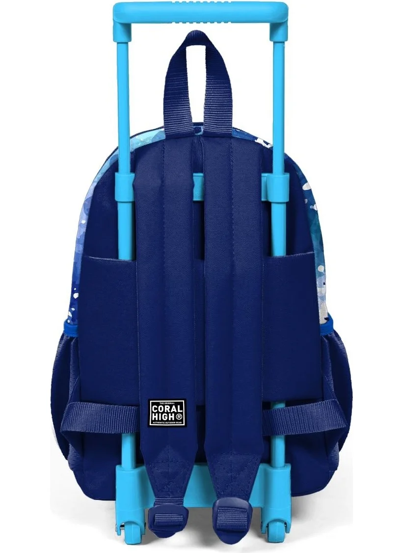 CORAL HIGH Mini Yuva Squeegee Backpack Navy Blue Wolf Patterned Two Compartments 24043