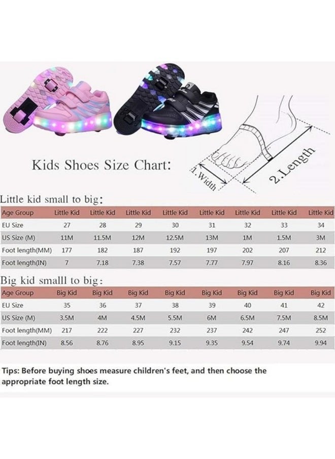 GGEROU - Kid Roller Skates Shoes,Kid Skateboarding Shoes,LED Light Up Shoes,USB Rechargealbe Shoes,Outdoor Slip Skates Shoes Pink - Image 1