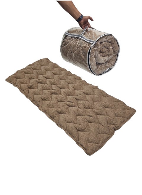 Luxury Single Sleeping Mat (190 x 90 x 6 cm) – Soft polyester fabric with 100% natural cotton filling, with a clear bag for easy carrying and storage – Comfortable and durable floor mat for camping, dorm rooms, guest rooms, and trips – Luxuriously soft and foldable mattress