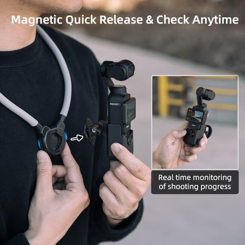 SUREWO Pocket 3 Magnetic Neck Mount,Extended Version Quick Release POV/Vlog Video Selfie Necklace Holder for DJI OSMO Pocket 3 Creator Combo - Image 3
