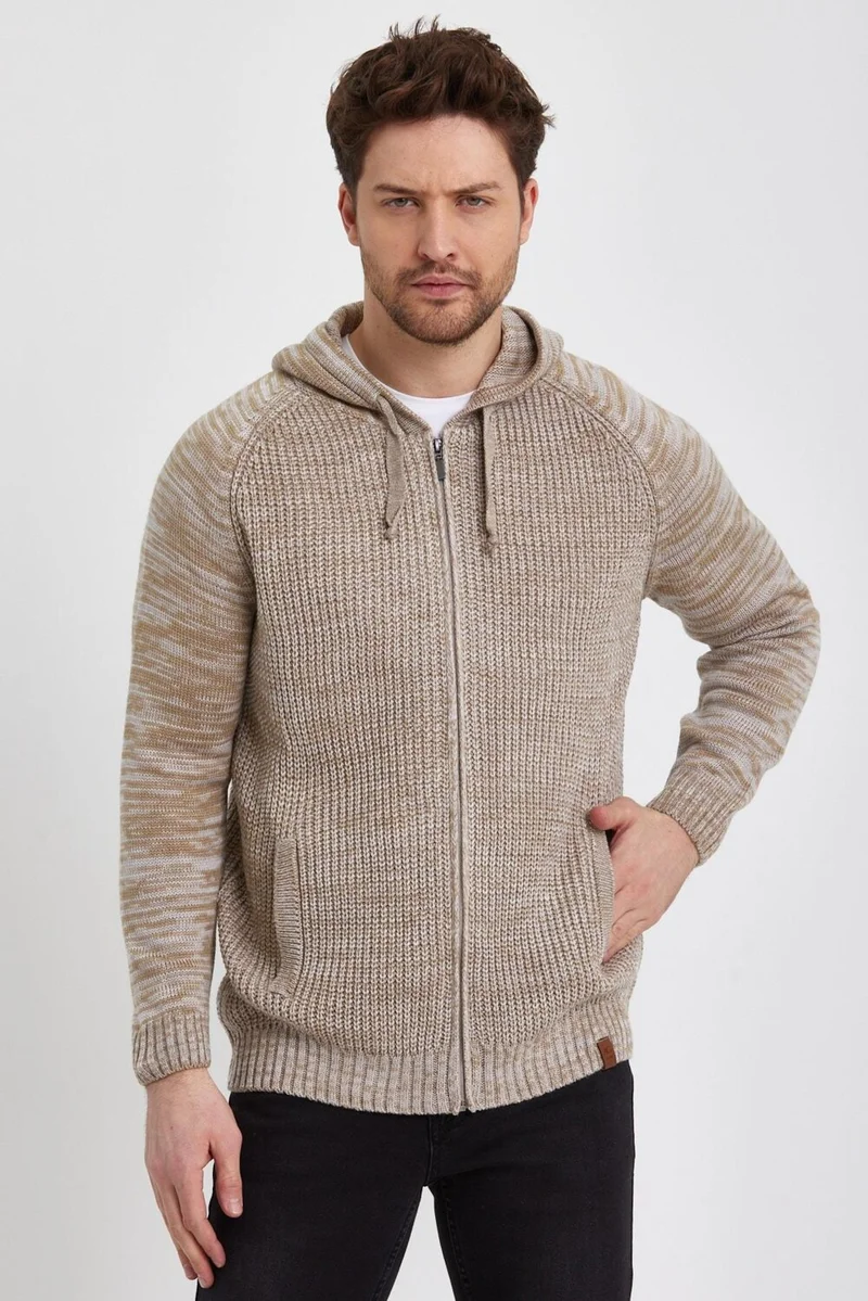 Alexander Gardi Zippered Long Sleeve Hooded Knitted Cardigan (E22-5716)