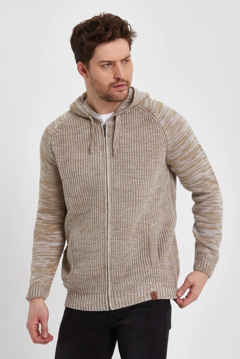 Alexander Gardi Zippered Long Sleeve Hooded Knitted Cardigan (E22-5716)