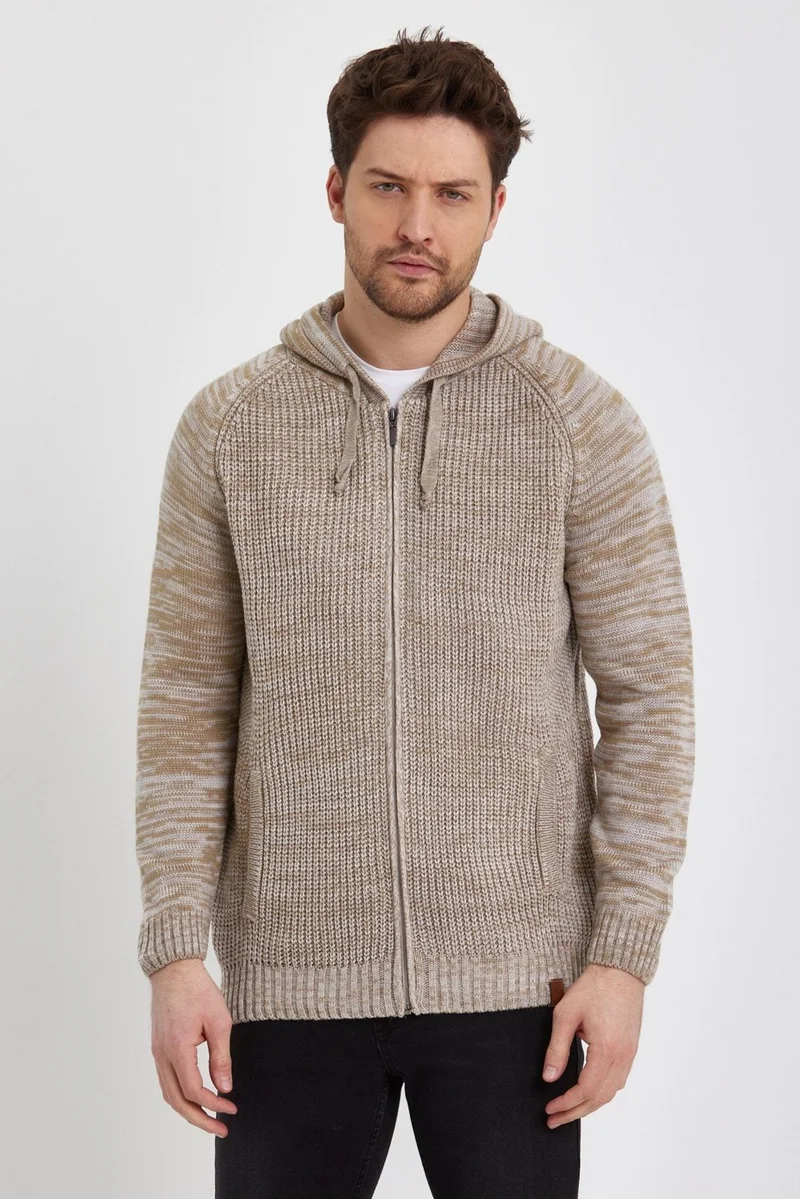 Alexander Gardi Zippered Long Sleeve Hooded Knitted Cardigan (E22-5716)