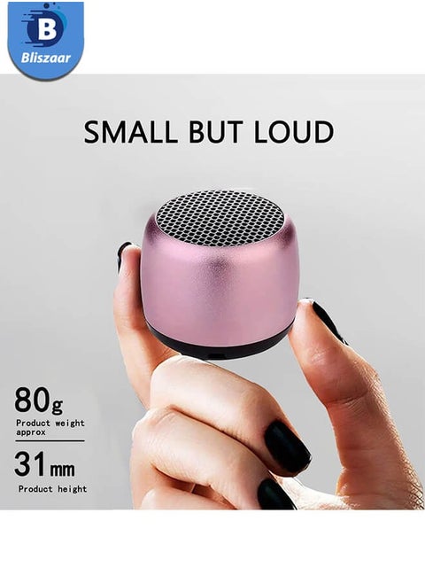 Best Mini Portable Bluetooth Speaker with HD Sound & Bass, Smallest Wireless Bluetooth Speakers for Phone/PC/Tablet, Photo Selfie Button Answer Phone Calls, Cute Tiny Speaker, Pink
