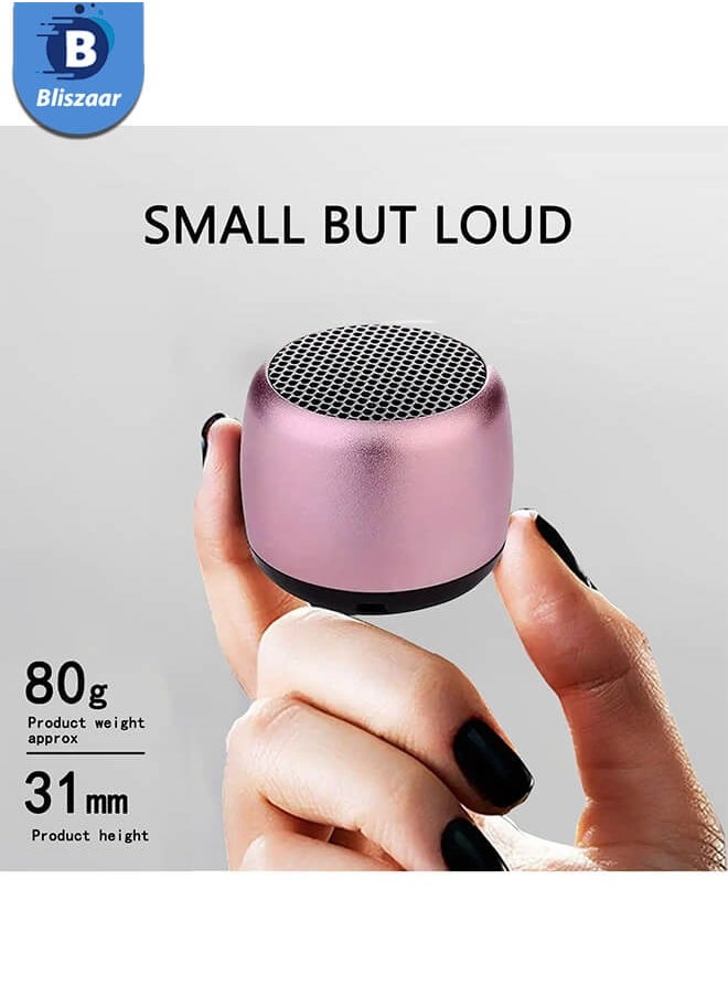 Bliszaar Best Mini Portable Bluetooth Speaker with HD Sound & Bass, Smallest Wireless Bluetooth Speakers for Phone/PC/Tablet, Photo Selfie Button Answer Phone Calls, Cute Tiny Speaker, Pink  - Image 1