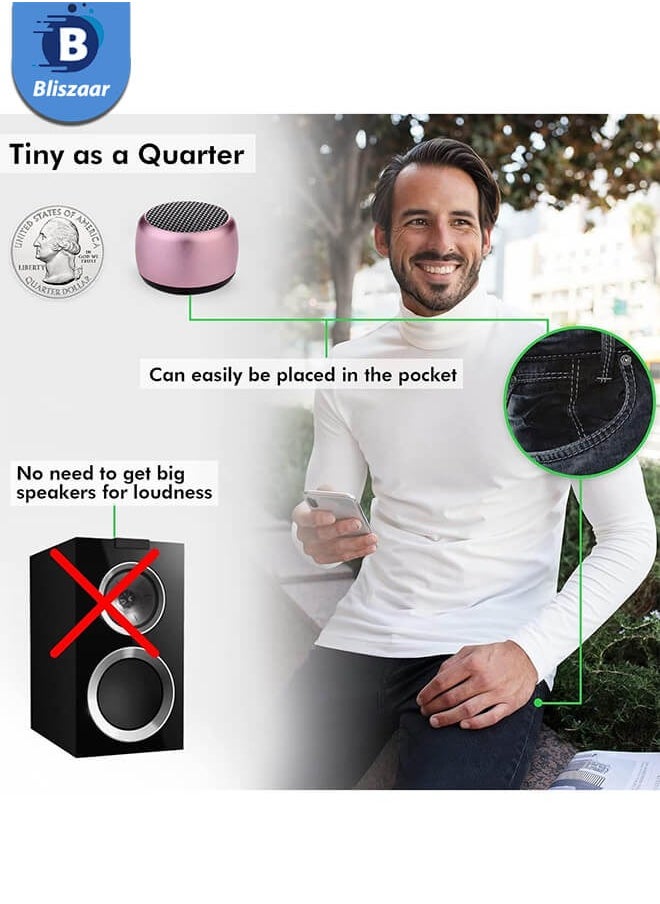 Bliszaar Best Mini Portable Bluetooth Speaker with HD Sound & Bass, Smallest Wireless Bluetooth Speakers for Phone/PC/Tablet, Photo Selfie Button Answer Phone Calls, Cute Tiny Speaker, Pink  - Image 5