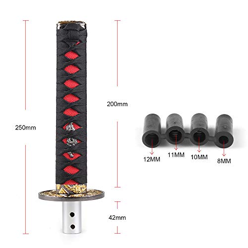 Dyno Racing Universal JDM Katana Samurai Sword Shift Knob Shifter 200MM with Dust Cover Shift Knob Collars with Adapters - Image 5