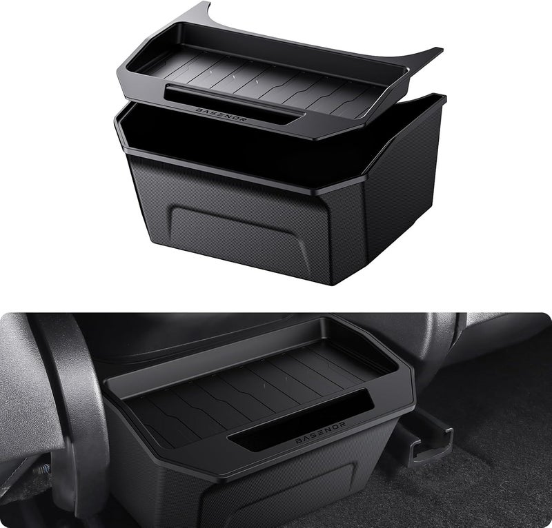 BASENOR Minimalist Black Rear Console Organizer Tray for Tesla Model 3 (2017-2023) - Image 1