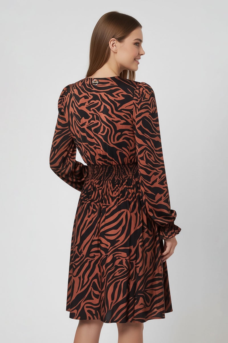 PINKO فستان A-Line بطبعة حمار وحشي للنساء، متعدد الألوان - Image 3