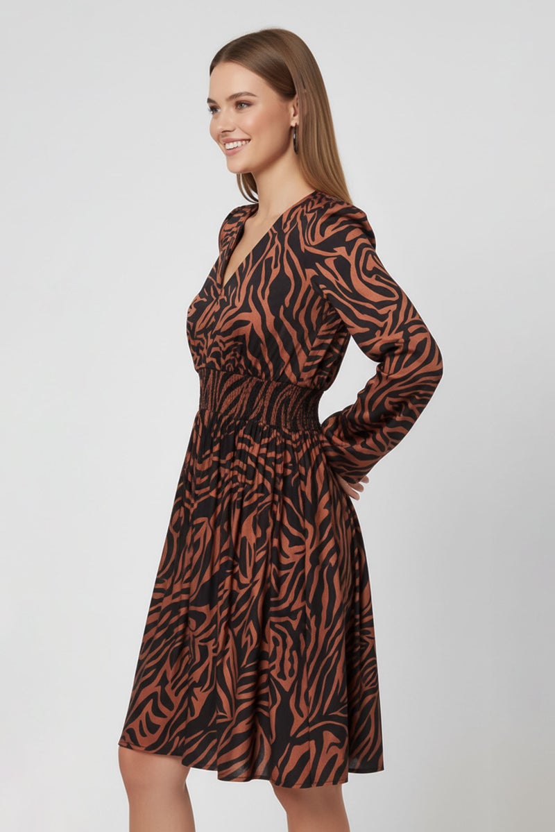 PINKO فستان A-Line بطبعة حمار وحشي للنساء، متعدد الألوان - Image 4