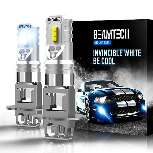 BEAMTECH H3 Led Fog Light Bulb,CSP Chips 800 Lumens 6500K Xenon White Extremely Bright of 2 - Image 1
