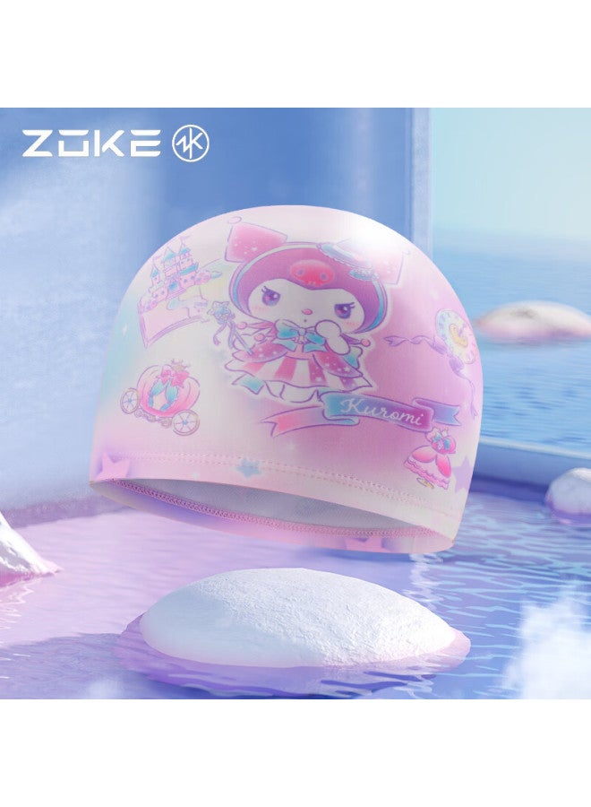 ZOKE Zhouke Kuromi Printed Children's Knitted Swim Cap, Breathable, Comfortable, Fashionable, Cute Swimming Cap 624604306 - Image 1