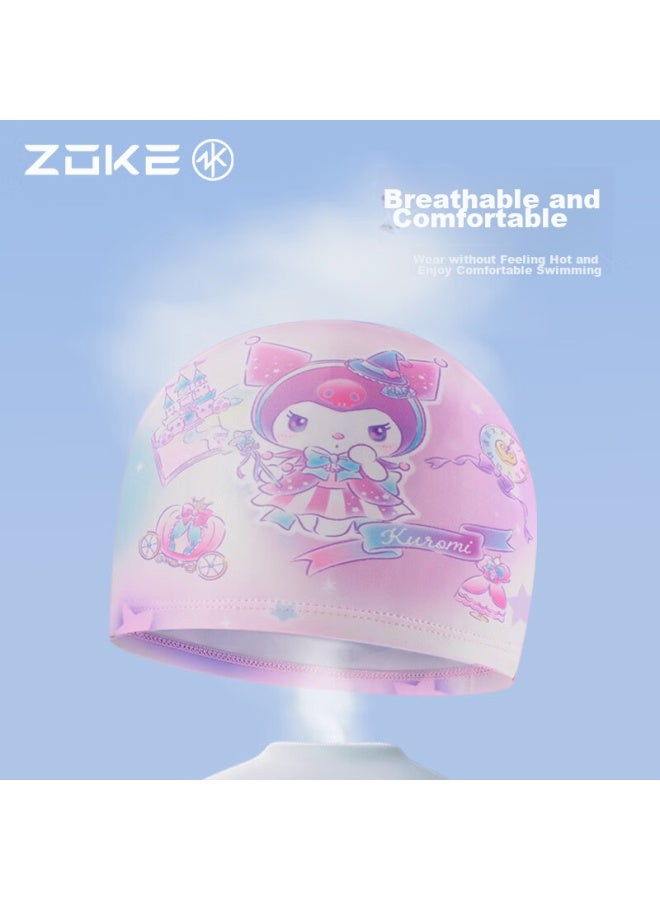 ZOKE Zhouke Kuromi Printed Children's Knitted Swim Cap, Breathable, Comfortable, Fashionable, Cute Swimming Cap 624604306 - Image 2