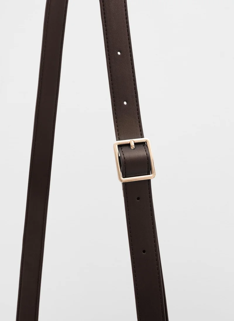 ليتشي حقيبة ذات شكل شبه منحرف صلبة ذات أحزمة جانبية