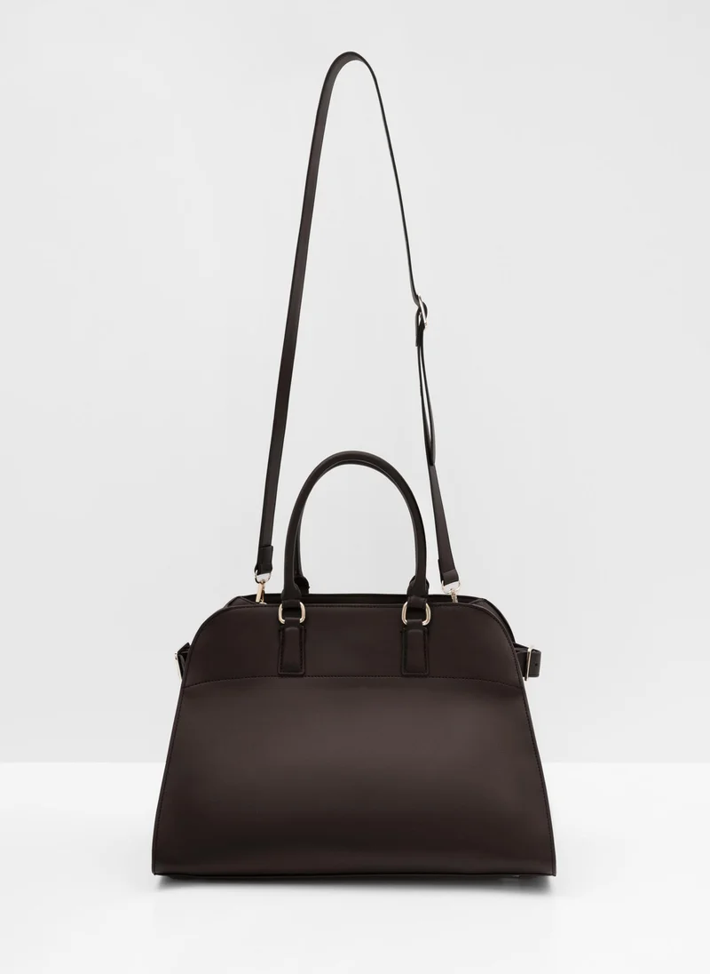 ليتشي حقيبة ذات شكل شبه منحرف صلبة ذات أحزمة جانبية