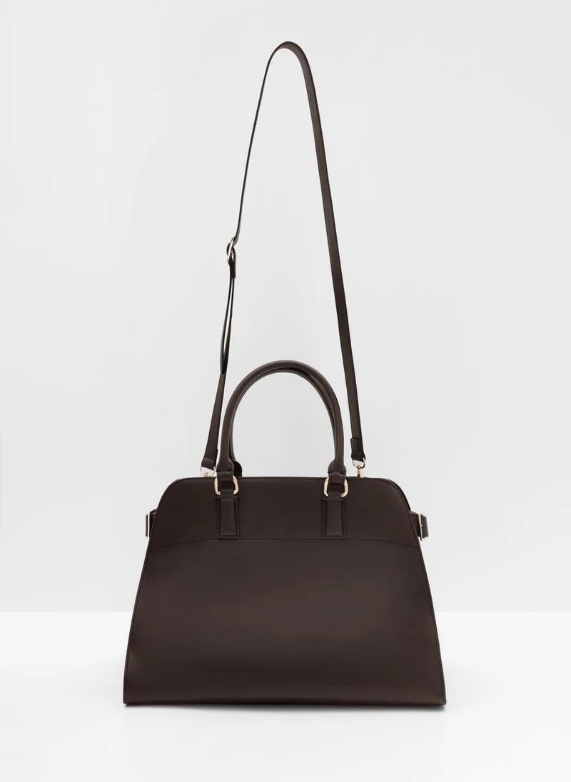 ليتشي حقيبة ذات شكل شبه منحرف صلبة ذات أحزمة جانبية