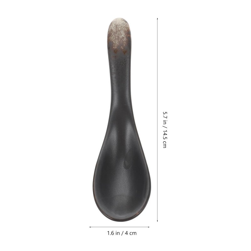 Ceramic Soup Spoons Short Handle Porcelain Marble Pattern Tableware Set 4 Pieces - Image 3