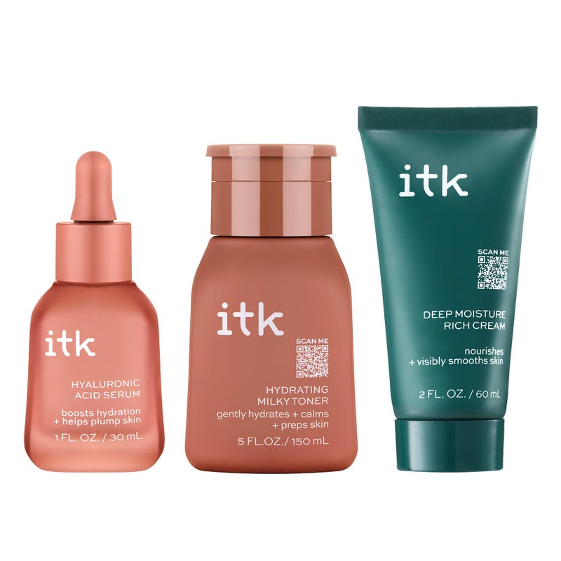 ITK Skincare Glowy Skin 3-Step Routine - Hyaluronic Acid + Niacinamide Serum, Squalane Milky Toner, Deep Moisture Ceramide Face Cream Moisturizer - Makeup Prep Skincare for Glowing Hydrated Skin - Image 2