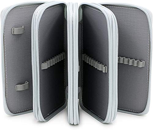 ArtBee® 72 Holes Handy Multi-Layer Zipper Pencil Case with Handle Strap, Oxford Fabric (Grey) - Image 5