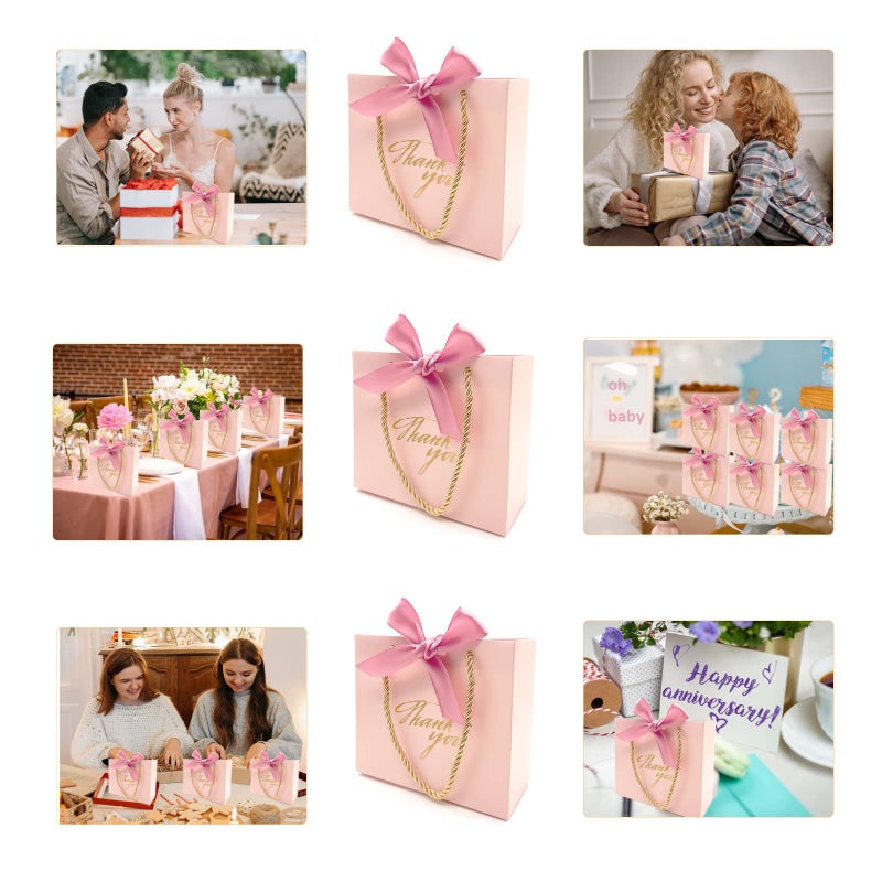 TKSBAG 20 Pack Small Pink Thank You Gift Bags With Handles-5.5''x 2.5''x4.7'' Mini Gift Bags Bulk for Baby Shower, Birthday, Wedding, Back to School, Summer Party - Image 5