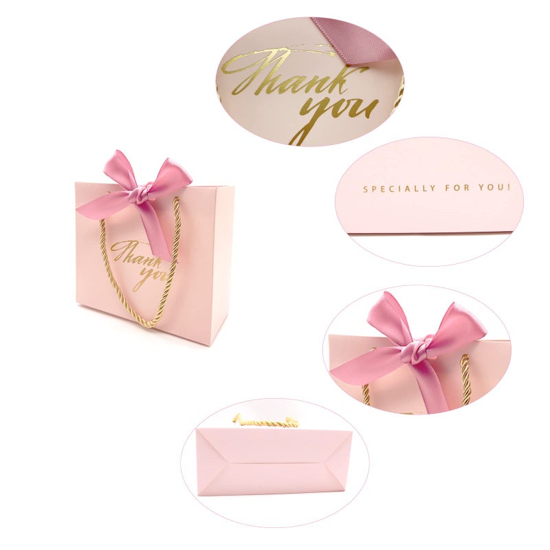 TKSBAG 20 Pack Small Pink Thank You Gift Bags With Handles-5.5''x 2.5''x4.7'' Mini Gift Bags Bulk for Baby Shower, Birthday, Wedding, Back to School, Summer Party - Image 3