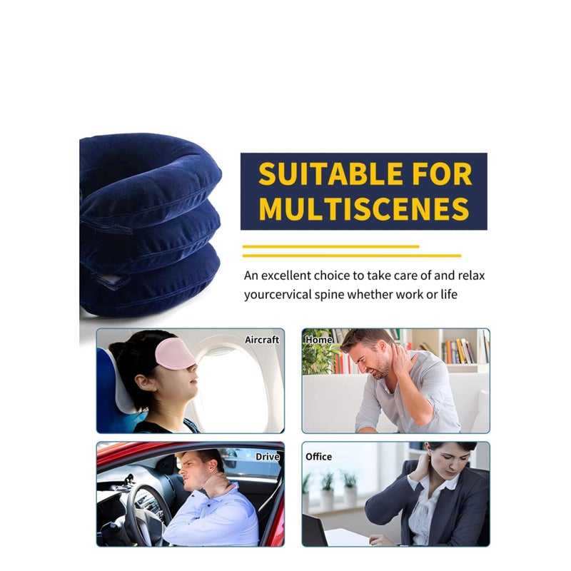 SOLARAE Travel Pillow, Cervical Neck Traction Device, Portable Neck Stretcher Cervical Traction Provide Neck Support and Neck Pain Relief, Neck Traction Devices for Home Use Neck Decompression (Blue) - Image 4