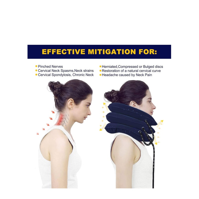 SOLARAE Travel Pillow, Cervical Neck Traction Device, Portable Neck Stretcher Cervical Traction Provide Neck Support and Neck Pain Relief, Neck Traction Devices for Home Use Neck Decompression (Blue) - Image 5