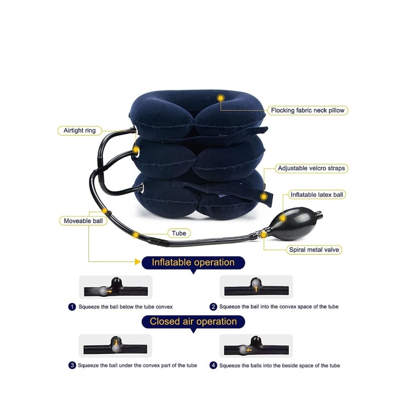 SOLARAE Travel Pillow, Cervical Neck Traction Device, Portable Neck Stretcher Cervical Traction Provide Neck Support and Neck Pain Relief, Neck Traction Devices for Home Use Neck Decompression (Blue) - Image 2