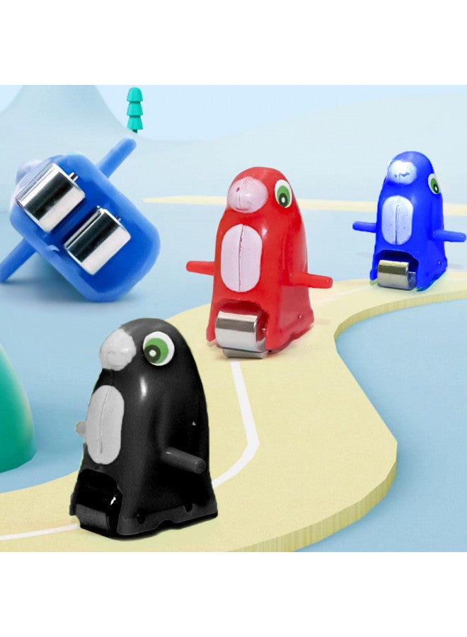 Musical Penguin Orbit Chasing Race Track Game Set - Playful Roller Coaster Playset with LED Flashing Lights and Music On/Off Button for Toddlers and Kids