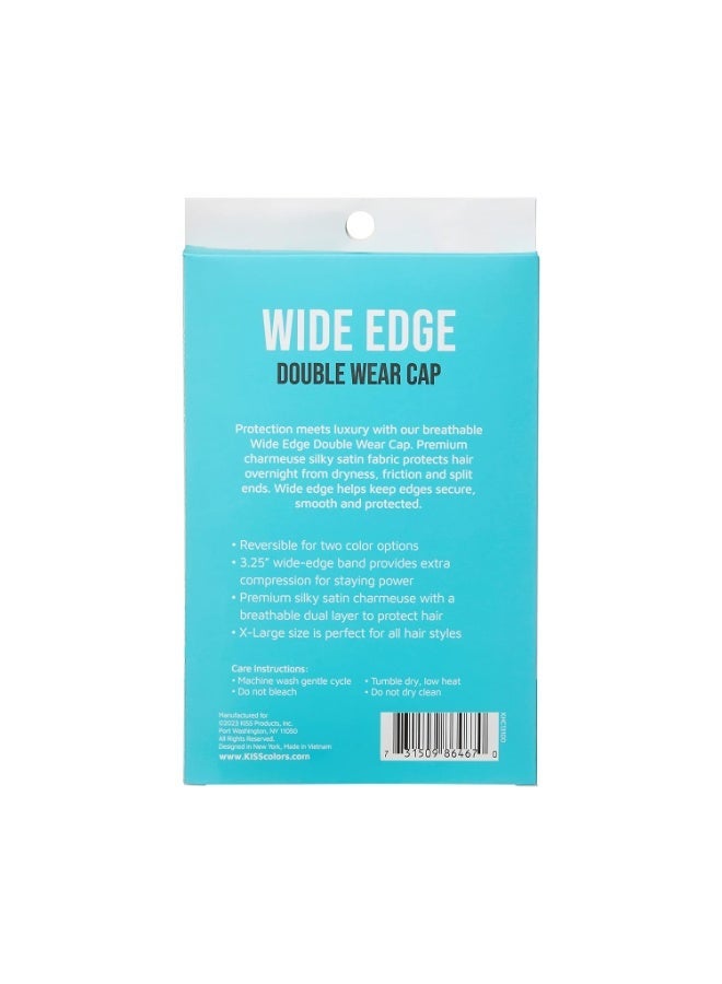 Kiss Colours & Care silk satin double-sided wide-brimmed cap, reversible design, protects hairstyles and retains moisture, slip-free, comfortable and durable all night long - Image 2