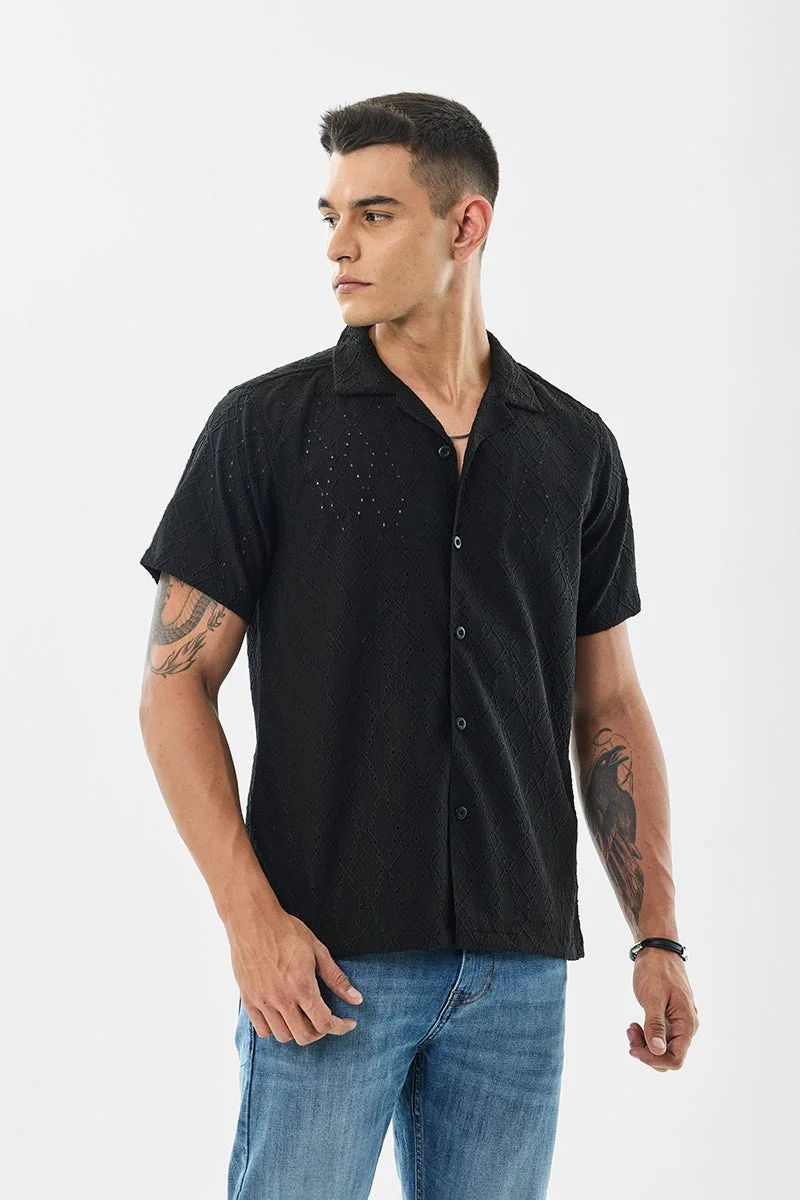 SNITCH Box Fit Stretch Embroidery Shirt