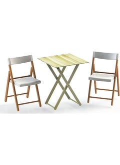 TRAMONTINA Since 1911,Made in Brazil- Potenza 3 Pieces White Foldable Table and Chairs Set in Wood and Polypropylene  - Image 2