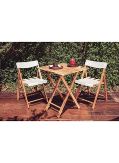 TRAMONTINA Since 1911,Made in Brazil- Potenza 3 Pieces White Foldable Table and Chairs Set in Wood and Polypropylene  - Image 1