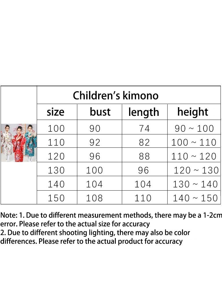 اليابانية كيمونو رداء غيشا يوكاتا فستان ساكورا زهرة الساتن رداء حمام هالوين زي للبنات - Image 2