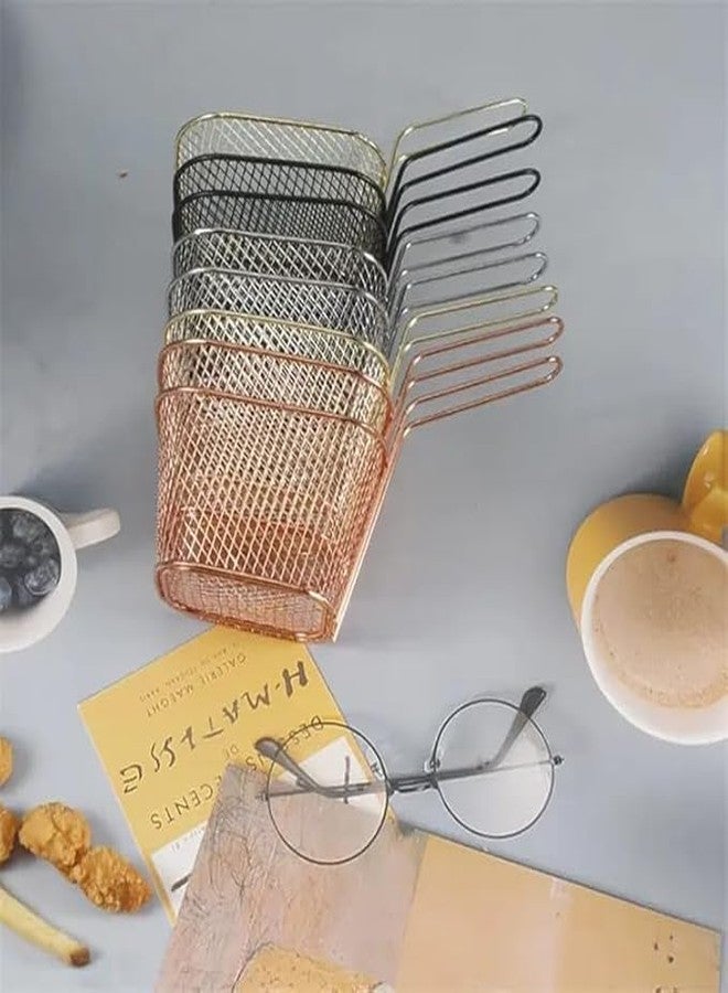 Dayish Stainless Steel French Fries Basket, Potatoes Chips & Chicken Mini Square Fried Mesh Food Stainer, Suitable for Kitchen Restaurant Party Barbecue Strainer Baskets - Black(5 Pieces) - Image 1